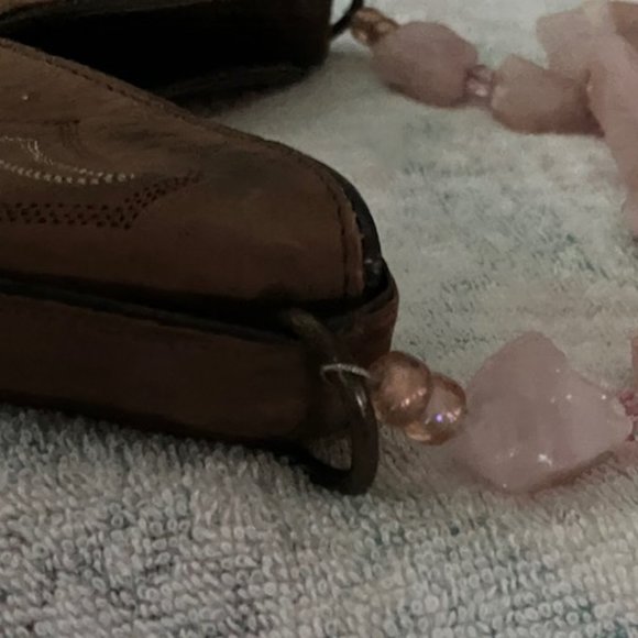 Unique Upcycled Cowboy Boot Purse W/Pink Quartz - Picture 5 of 12